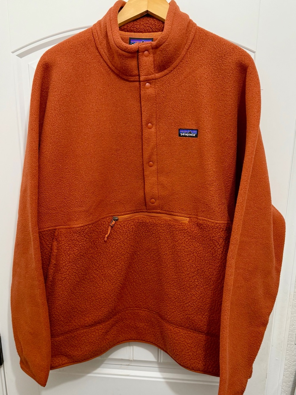 Patagonia Men’s Retro Pile Half-Snap Fleece Pullover, Burnt Orange, XL, 23205